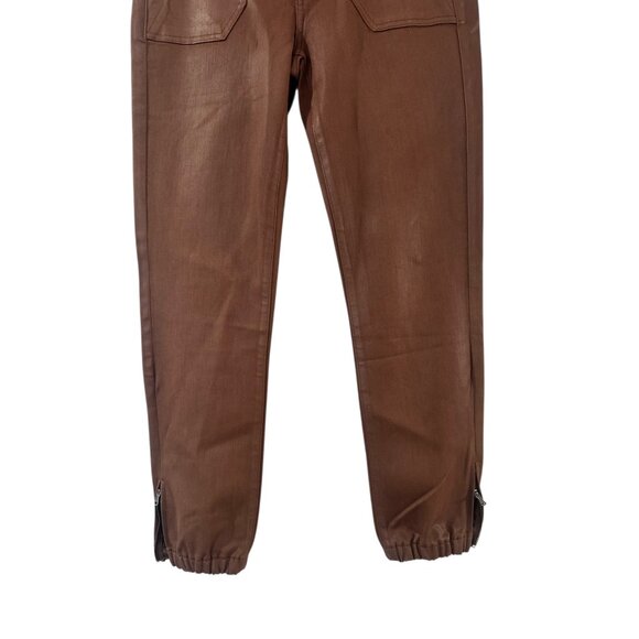 Paige Mayslie Coated Denim Joggers Women 27 Brown Classic Office Stretch Western - Picture 7 of 16